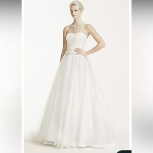 David's Bridal Strapless Blush Wedding Dress